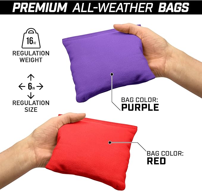 GoSports 4 ft x 2 ft Regulation Size Wooden Cornhole Boards Set - Includes Carrying Case and Bean Bags (Choose Your Colors) Over 100 Color Combinations