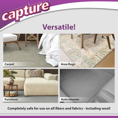 Capture Carpet Total Care Kit 400 - Home Couch and Upholstery, Car Rug, Dogs & Cats Pet Carpet Cleaner Solution - Strength Odor Eliminator, Stains Spot Remover, Non Liquid & No Harsh Chemical