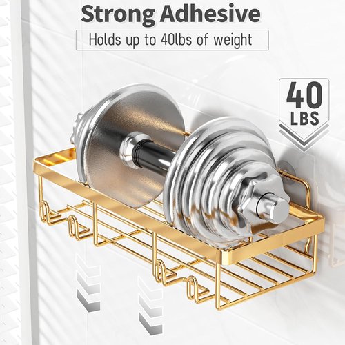 Liuoud Shower Caddy Organizer - Rustproof Stainless Steel Wall Storage Basket Set | 5 Pack, Gold