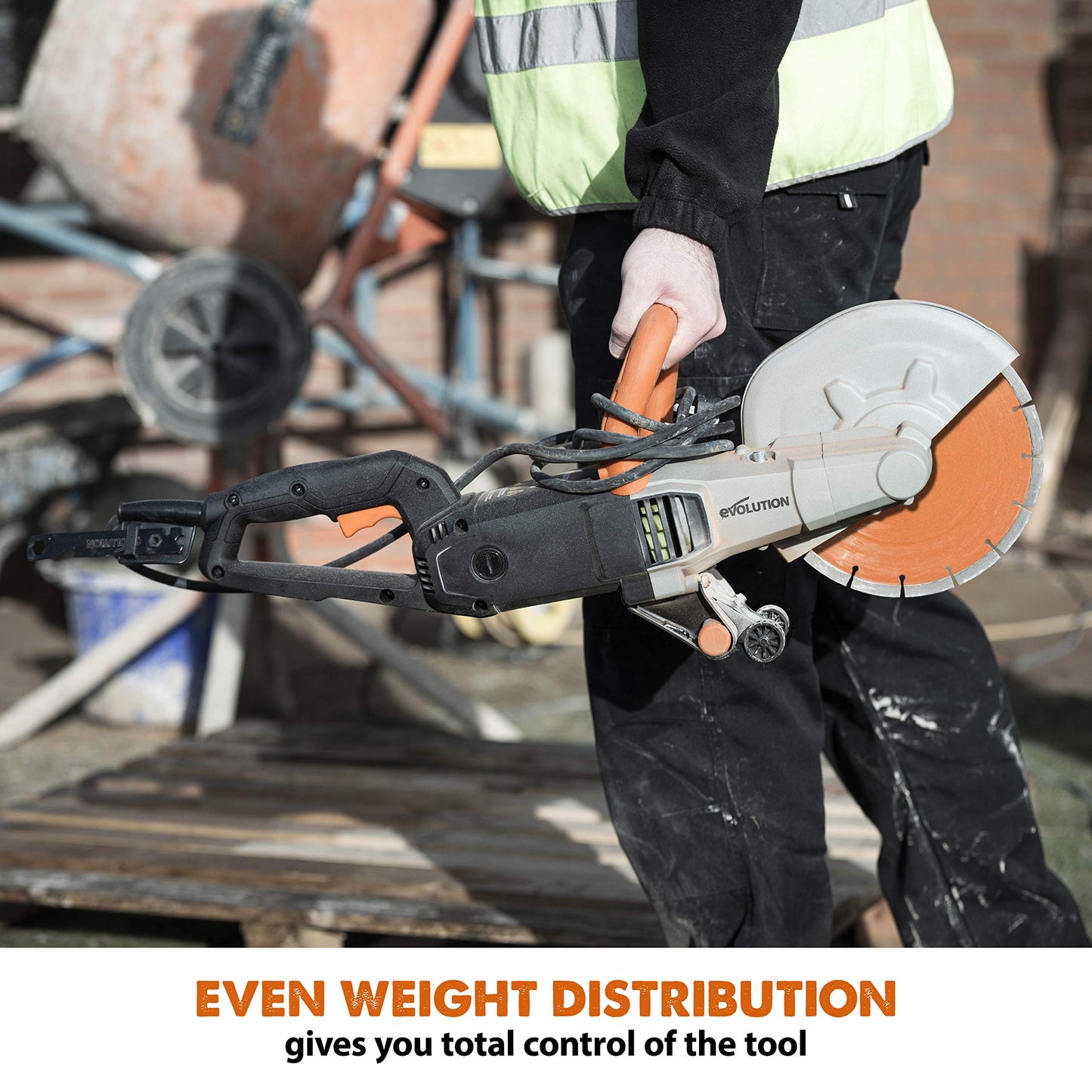 Evolution R255DCT | 10 in. Electric Concrete Saw | Premium Diamond Blade Included | 15A Motor | 4-1/16" Cut Depth | No Gas, No Fumes | Disc Cutter / Power Cutter / Cut-Off Saw | Brick & Masonry