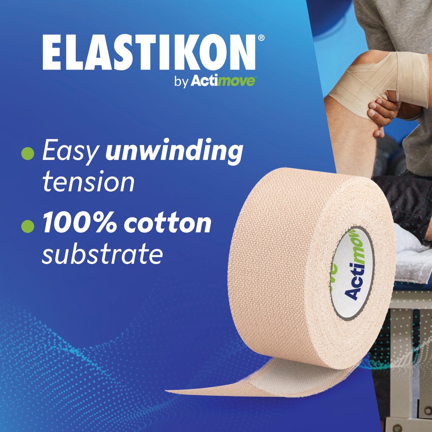 ELASTIKON by Actimove Elastic Athletic Tape - Provides Support for Sprains, Strains, Muscle Injuries - for Sport and Veterinary Applications - 1 in x 2.5 yd, 12 Rolls