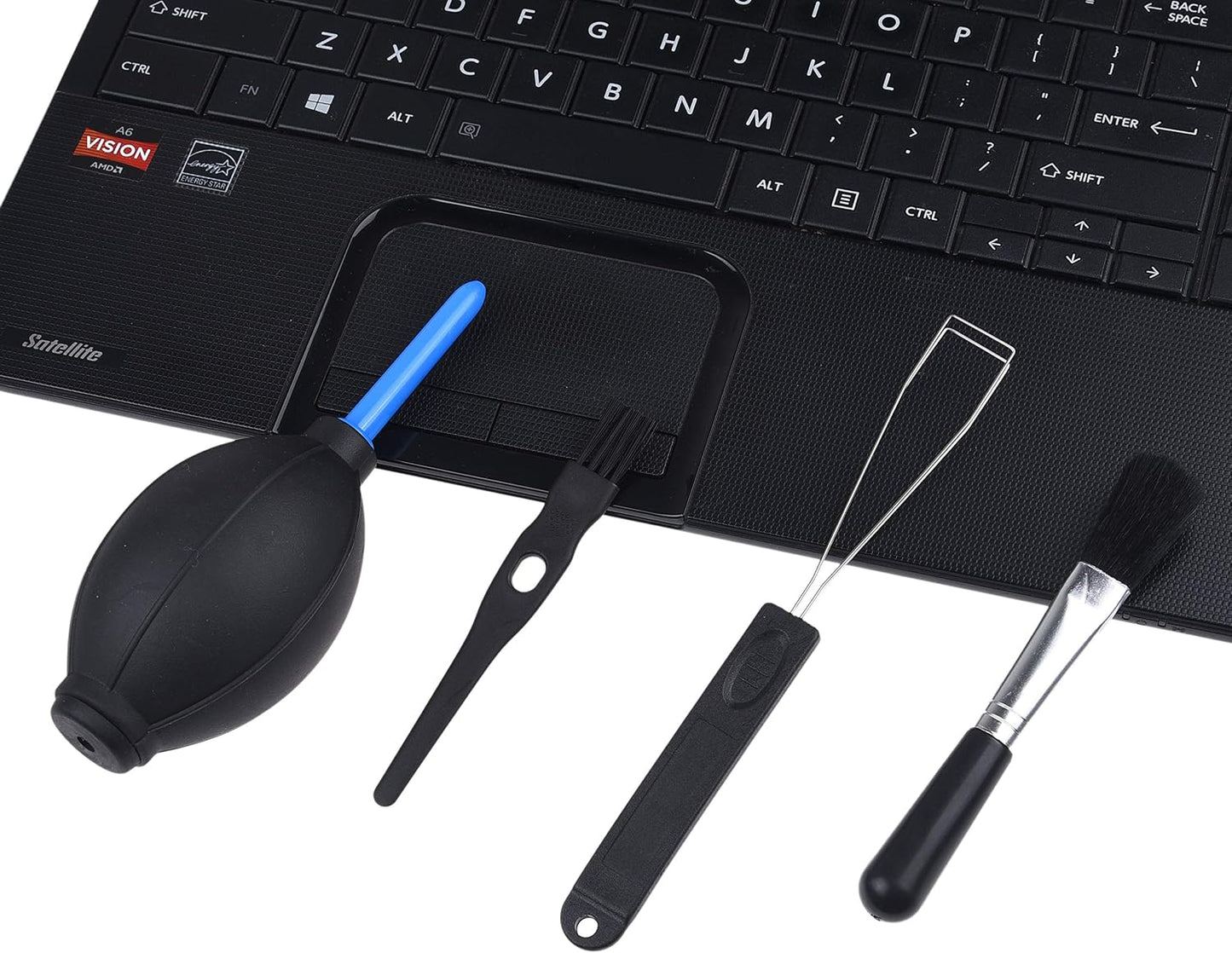CamKix 1x 1x 1x 1x 1x Keyboard Cleaning Kit - Mini Brush, Cleaning Brush, Keyboard Cap Remover, Air Blower and Cleaning
