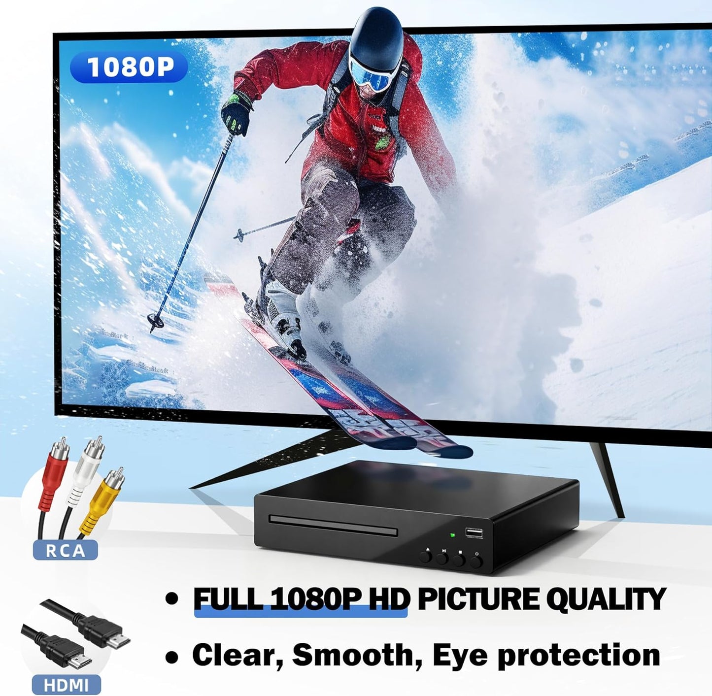 Delleson 1080P Region Free DVD Players for Smart TV All Region DVD Player with USB Input, Compact CD DVDs Players