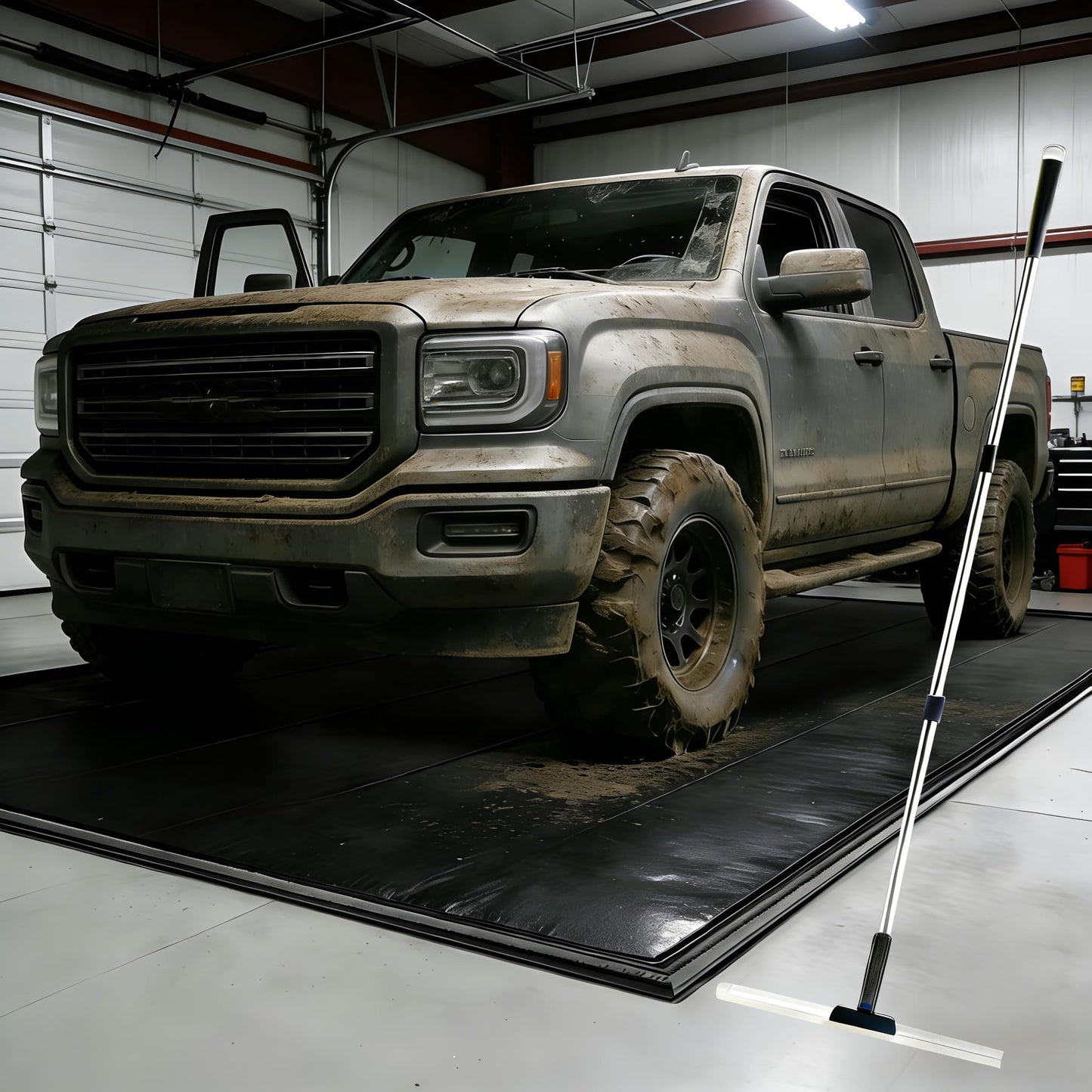 MIALUTY® Garage Floor Mat,(8'6" x 20'),Heavy Duty PVC Under Car Containment Mat with Raised Edge Waterproof Oil-Proof Non-Slip Against Snow Rain Mud All-Weather Easy to Clean