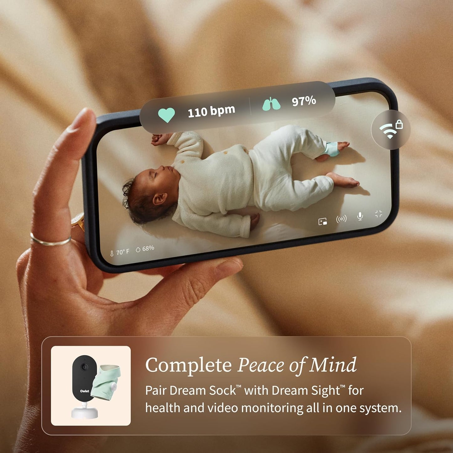 Owlet Dream Sock - Smart Baby Monitor Tracking Heart Rate & Oxygen Levels | Mint Color