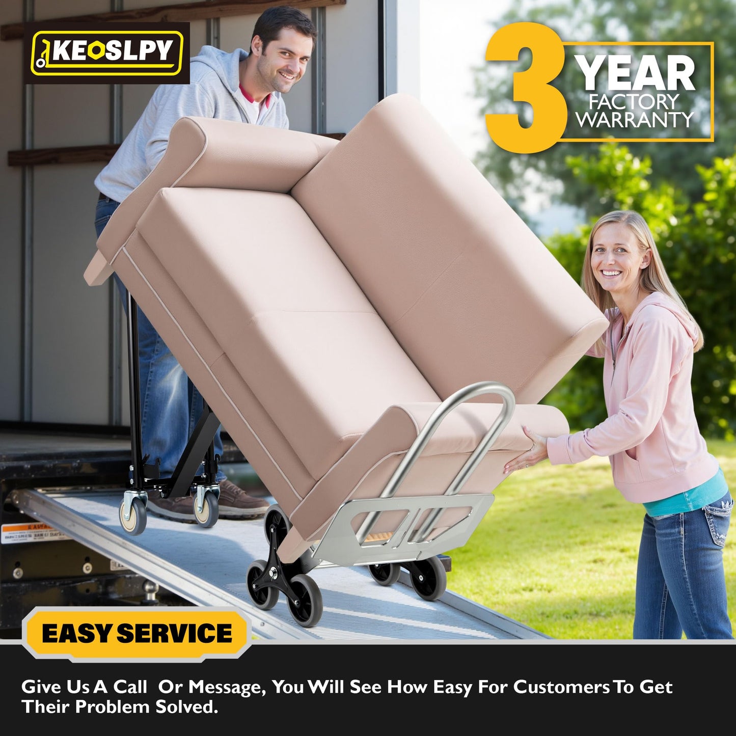 Osluken 3 in 1 Heavy Duty Convertible Hand Truck Dolly, 1000LB Capacity Stair Climbing Aluminum Collapsible Utility Cart with Wheels, 3 Positions for Moving & Transport