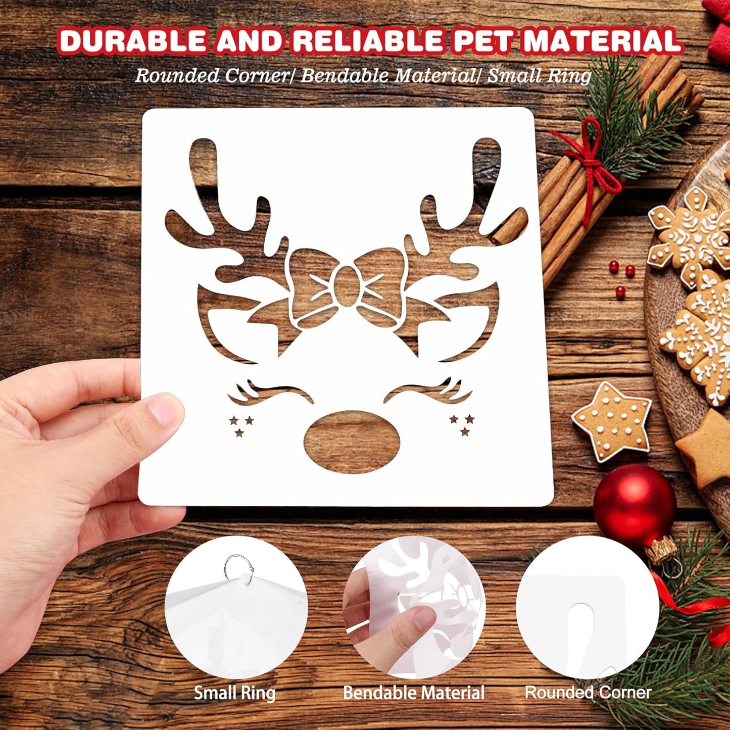 Regine Switzerland 25 Pcs Christmas Stencils - Reusable 6x6 Inch Templates for DIY Crafts & Decorations
