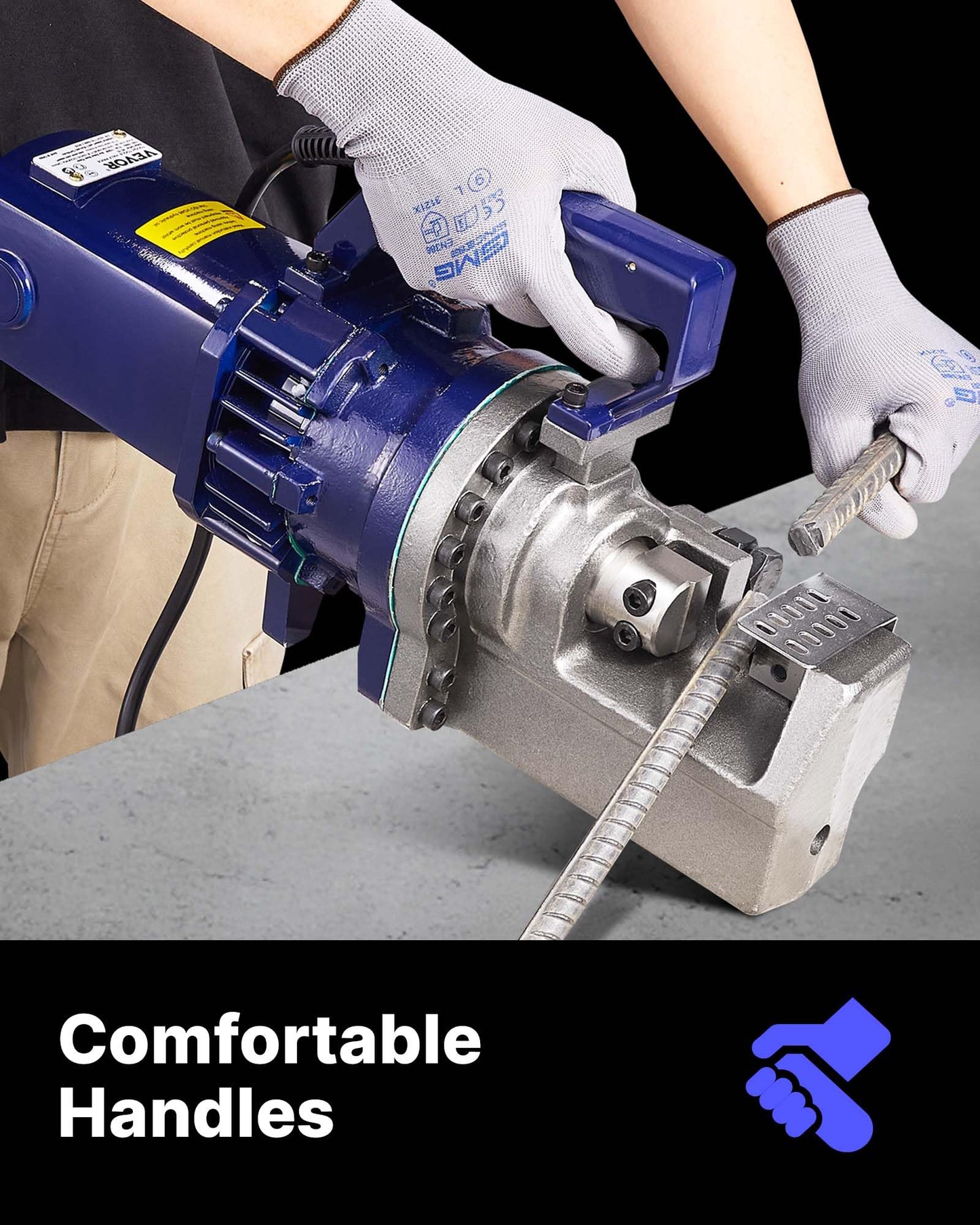 VEVOR Electric Hydraulic Rebar Cutter 1700W 110V - Portable, Cuts #8 4-25mm Rebar in 5 Seconds, with Stainless Steel Carry Case