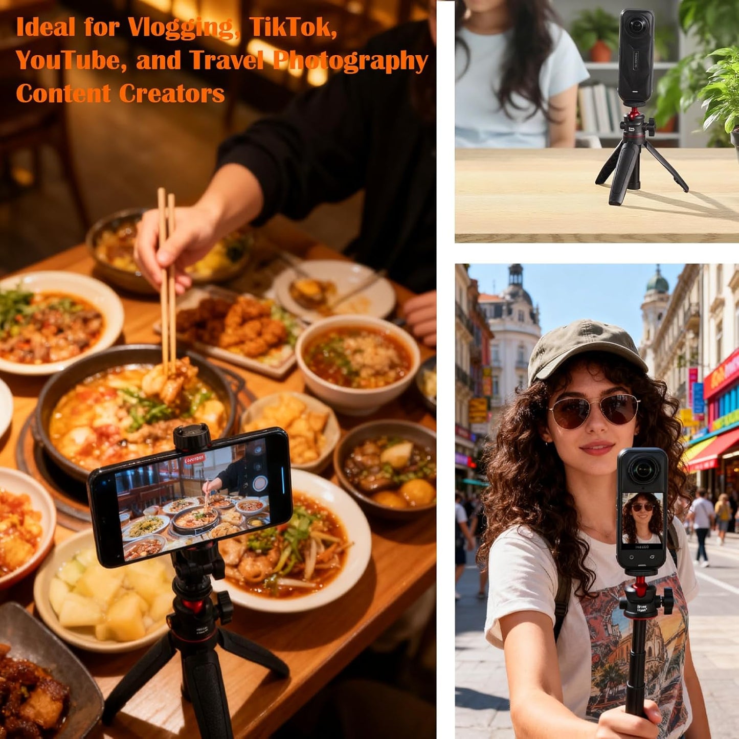 Byrgfkjt 360 Extendable Selfie Stick & Mini Tripod, Rotatable Selfie Stick with Non-Slip Grip for Smartphones & Action