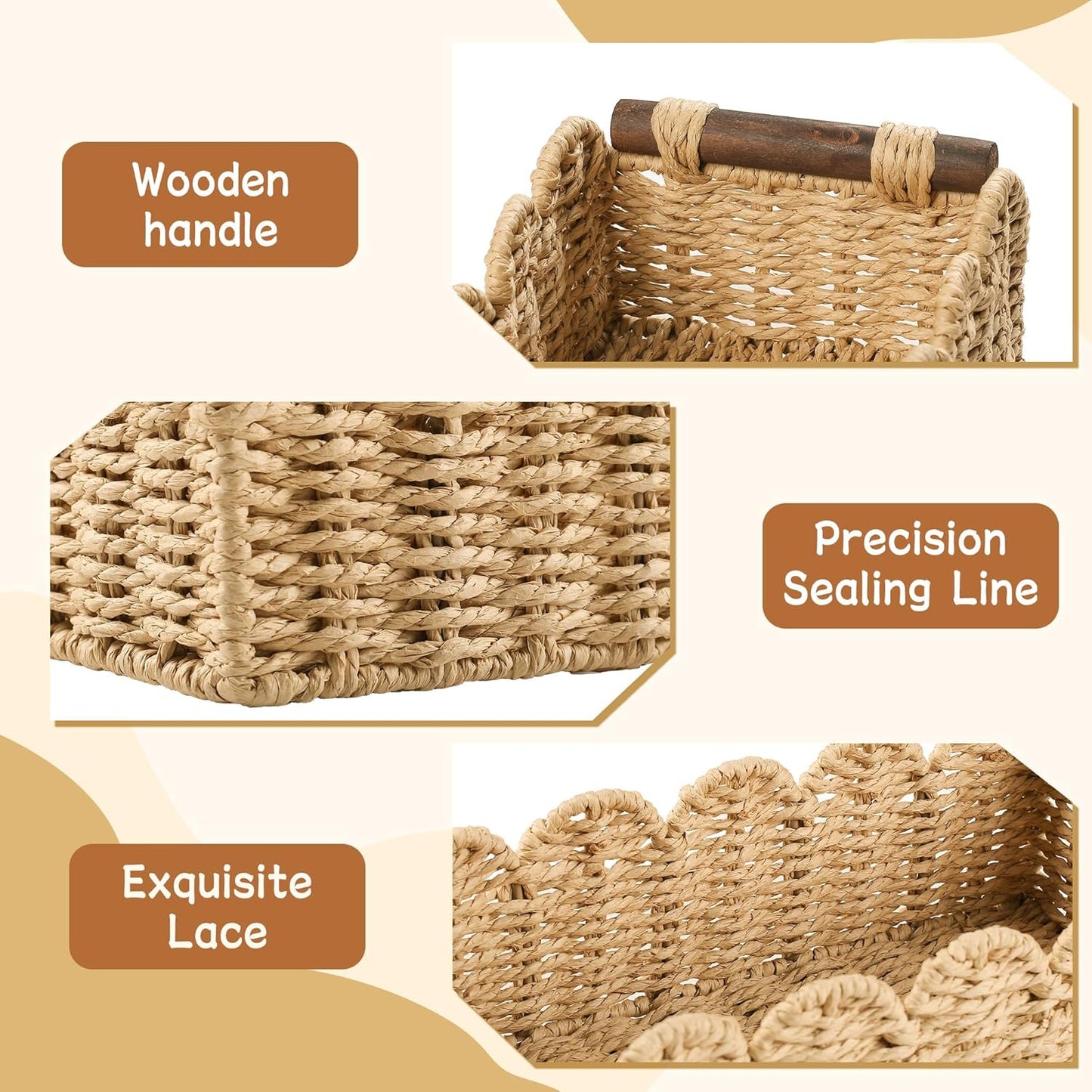Regine Switzerland Toilet Paper Storage Basket - Stylish Wicker Organizer for Bathroom & Kitchen - Beige