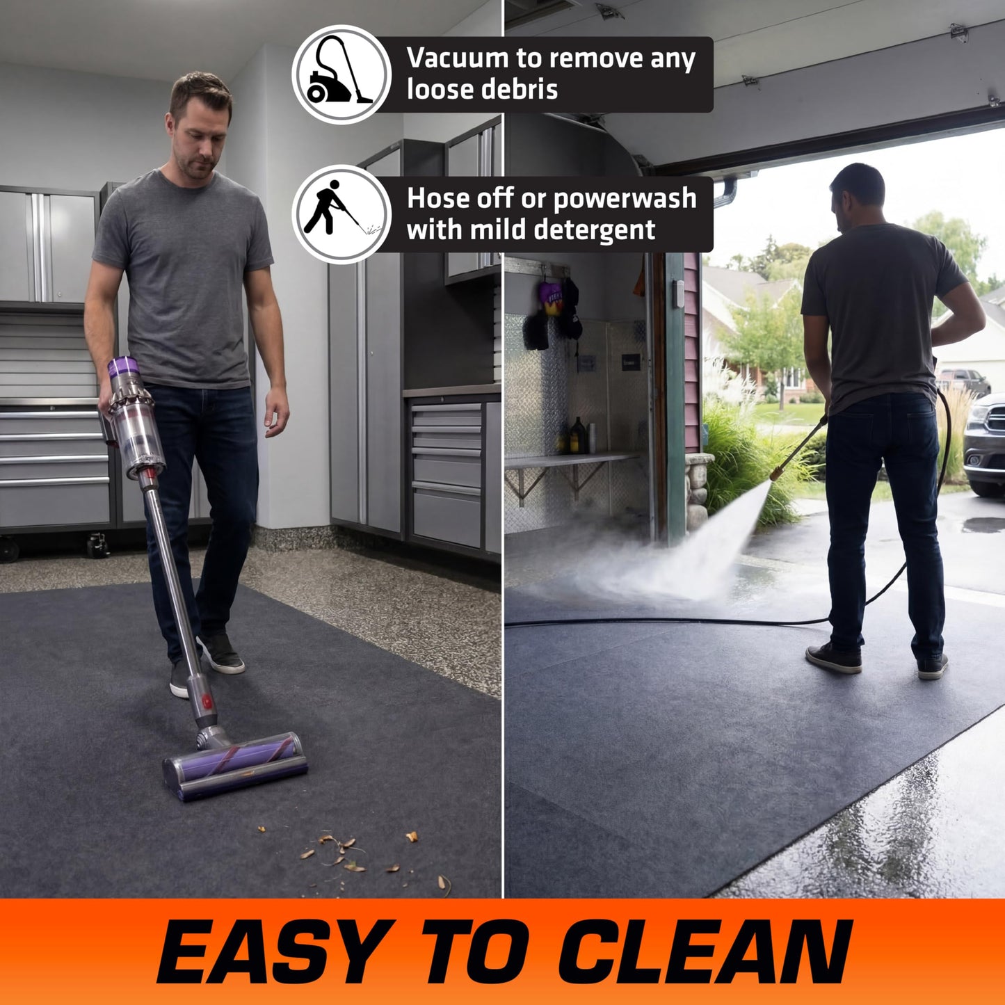 Armor All Garage Floor Mat (17' x 7'4"), Waterproof Garage Flooring, Absorbent, Premium Oil Spill Resistant Garage Pad, Durable, Protects Surfaces (Includes Double Sided Tape) (USA Made)