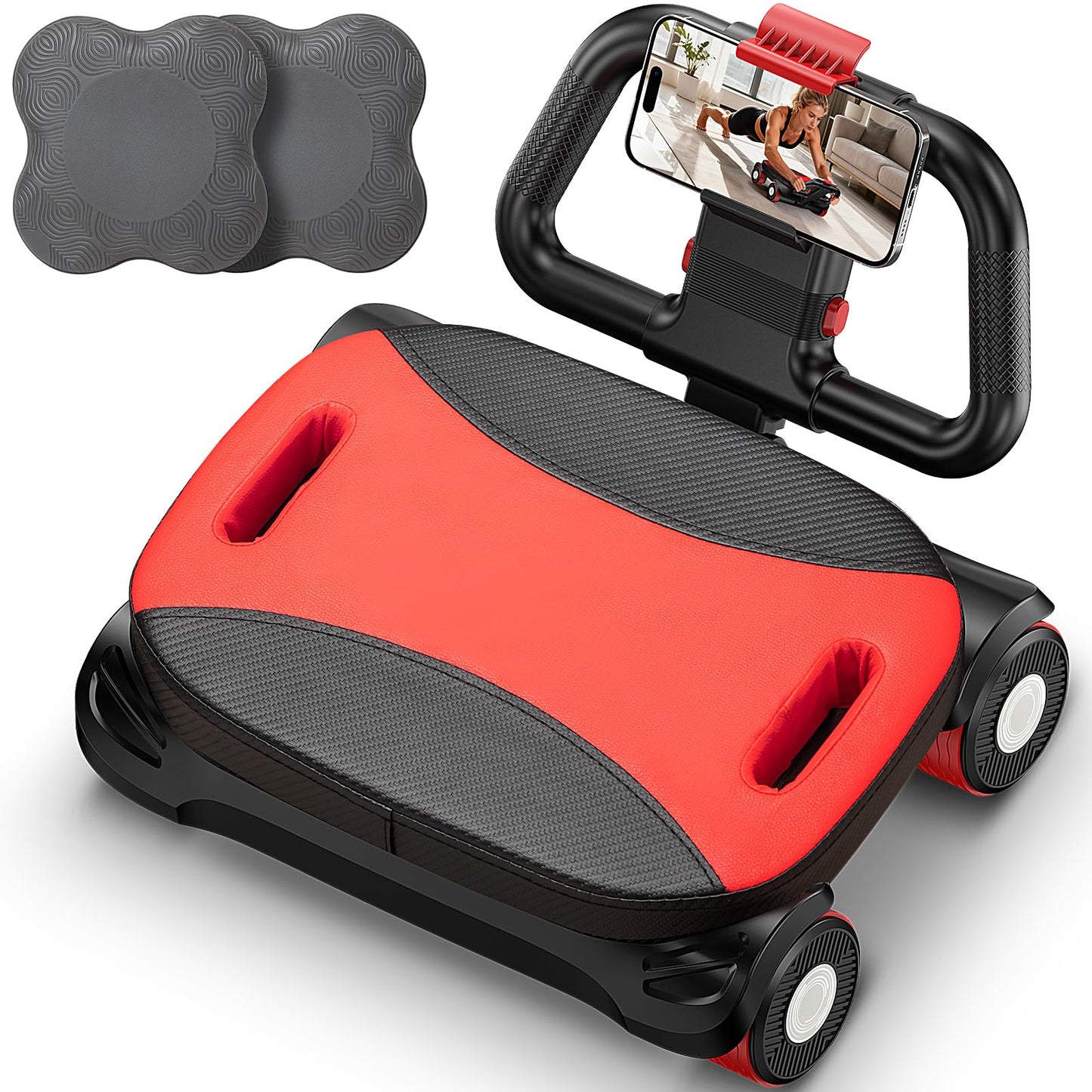 FIAMERMOR 2026 ab roller wheel - 4 wheel elbow support abdominal wheel automatic rebound abdominal fat burning weight loss core training equipment home/gym