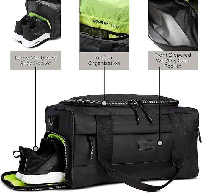 Vooray 22L Boost Duffle Bag – Small Gym Bag for Men and Women, Lightweight Travel Duffel with Shoe Compartment, Durable Sports Tote for Fitness, Training, Overnight Use, and Weekend Trips