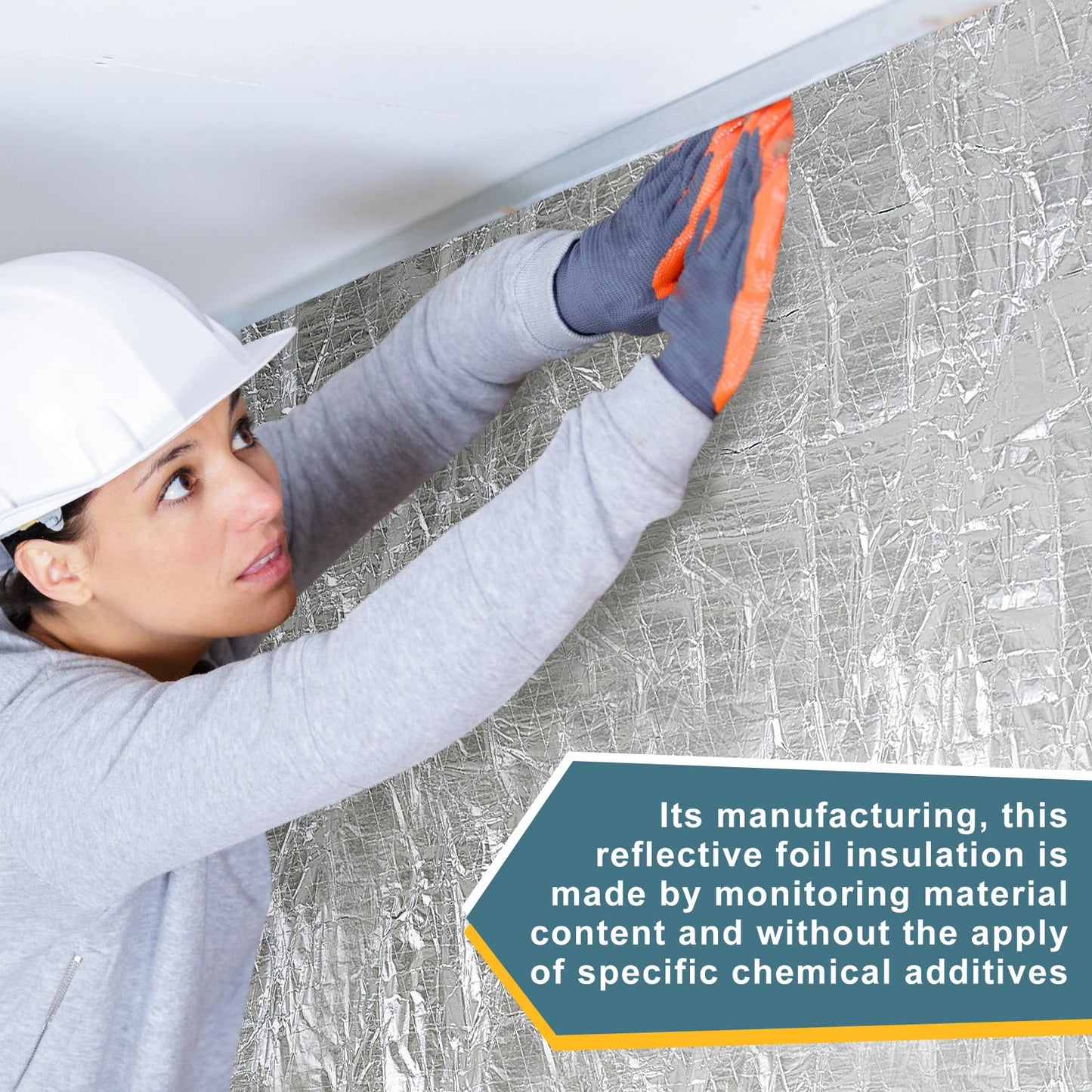 R6 Fiberglass Duct Insulation Wrap 200 sq, 48" x 50 ft Foil Faced Roll Thick Heat & Sound Insulation for HVAC Ducts, Attics, Garages & DIY Repairs