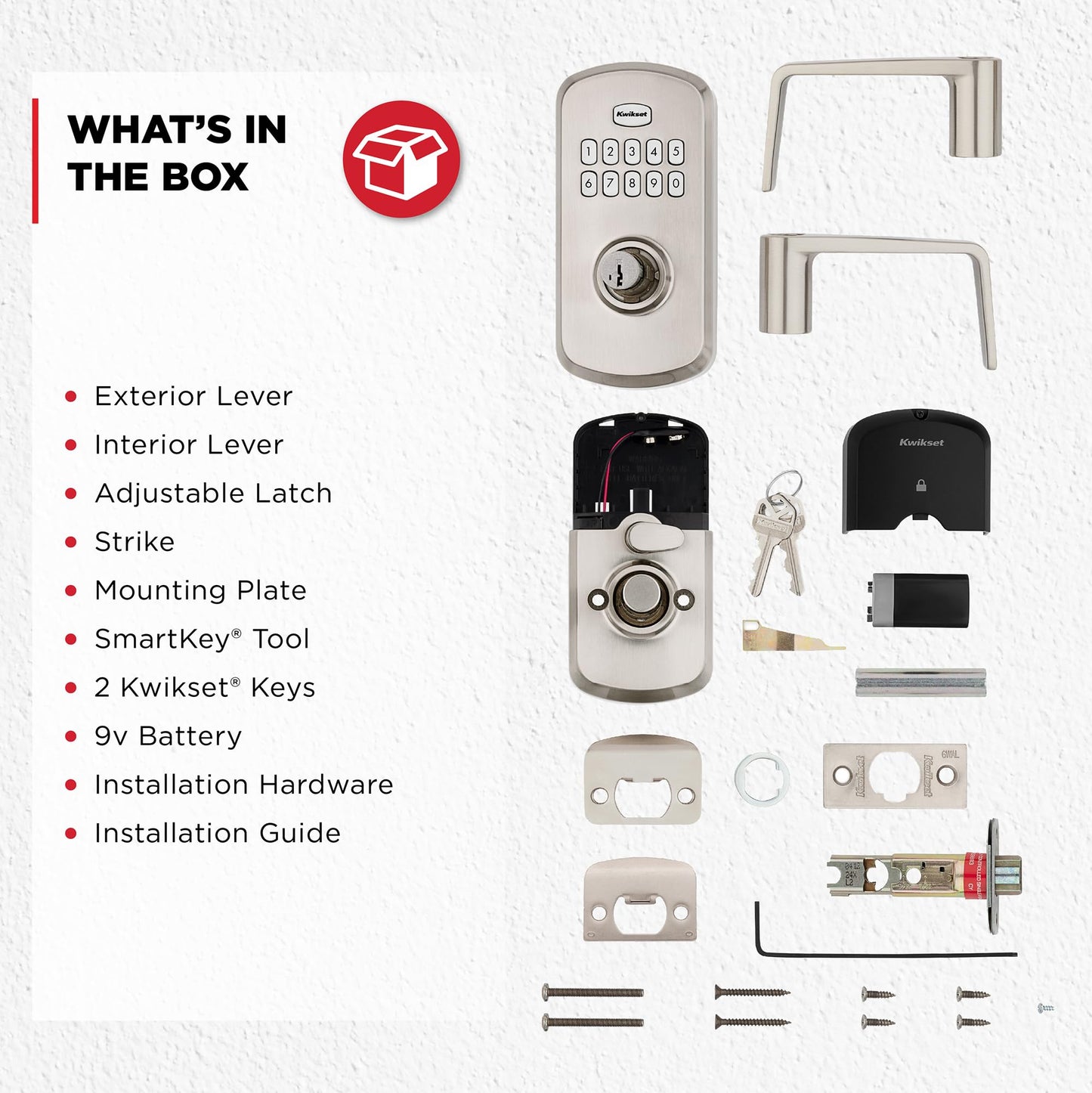 Kwikset SmartCode 955 Light Commercial 10-Button Keypad Satin Nickel Electronic Kingston Lever, Featuring Convenient Keyless Entry, 3-Year Battery Life and High Traffic Durability