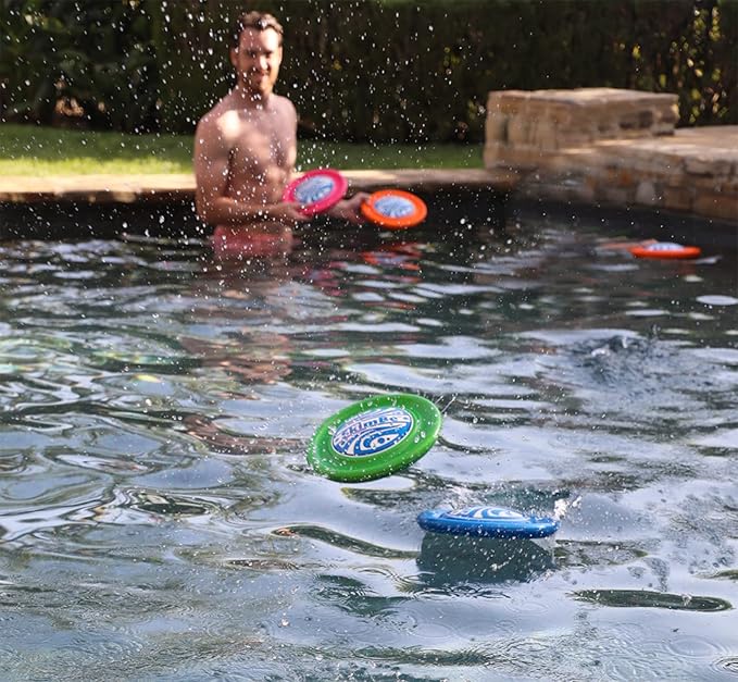 Disc - Water Disc Toy for Spring & Summer Fun - Skips, Slides, Jumps - Pools, Beaches & Backyards Fun for All Ages (Light Blue)