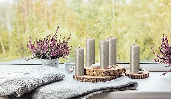 BOLSIUS Silver Shimmer Metallic Pillar Candles 4 Pack - 2.75 X 7.5 Inches - Premium European Quality - Includes Natural Plant-Based Wax - Unscented Dripless Smokeless 85 Hour Party Décor Candles