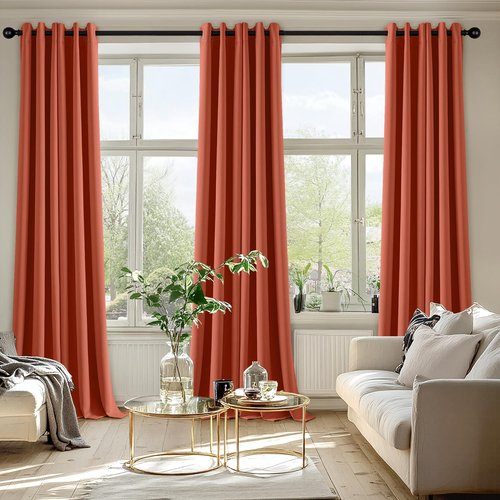 MIULEE Burnt Orange Blackout Curtains - Thermal Insulated Room Darkening Drapes | 96 Inches Long, 2 Panels
