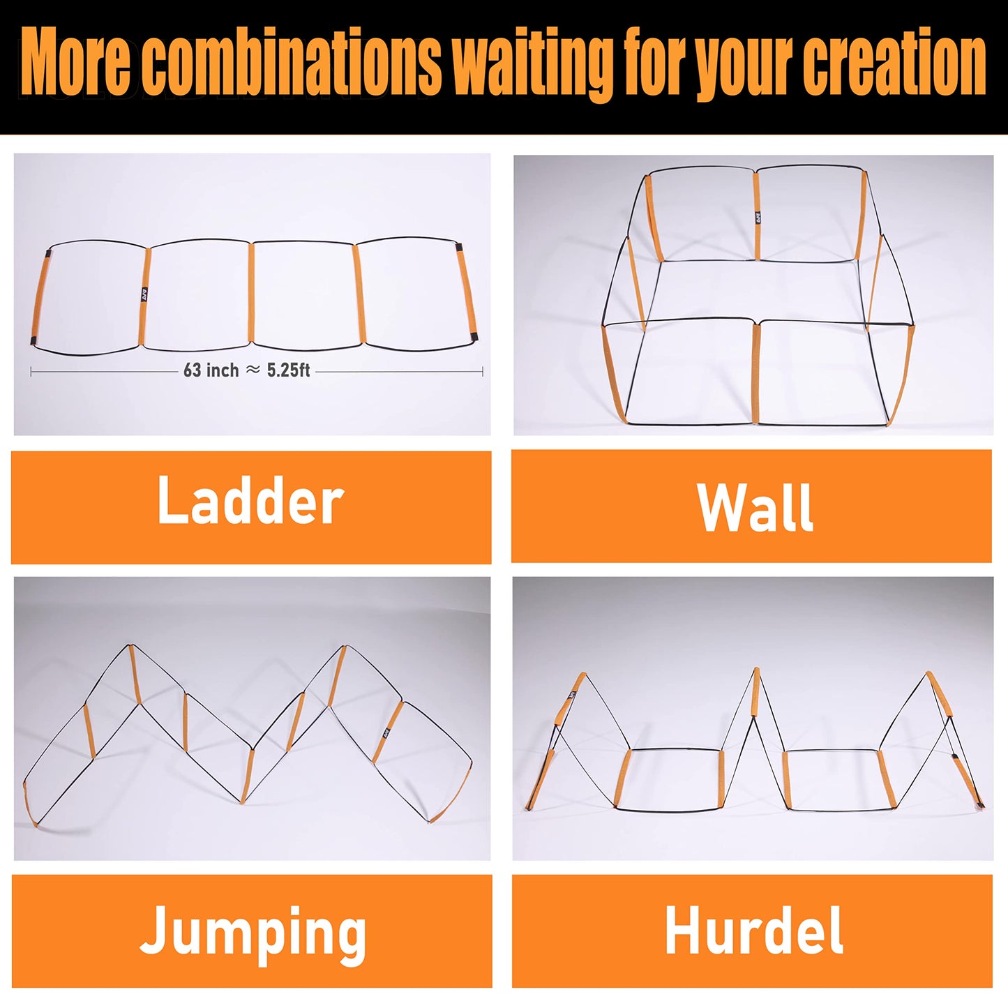 ALPHAWORX Agility Ladder, Agility Training Equipment, Soccer Speed Ladder, Football Footwork Ladder, Workout Ladder for Kid Adult, Foldable Instant Set-up & Tangle-Free & Carry Bag (4 Rung * 3)
