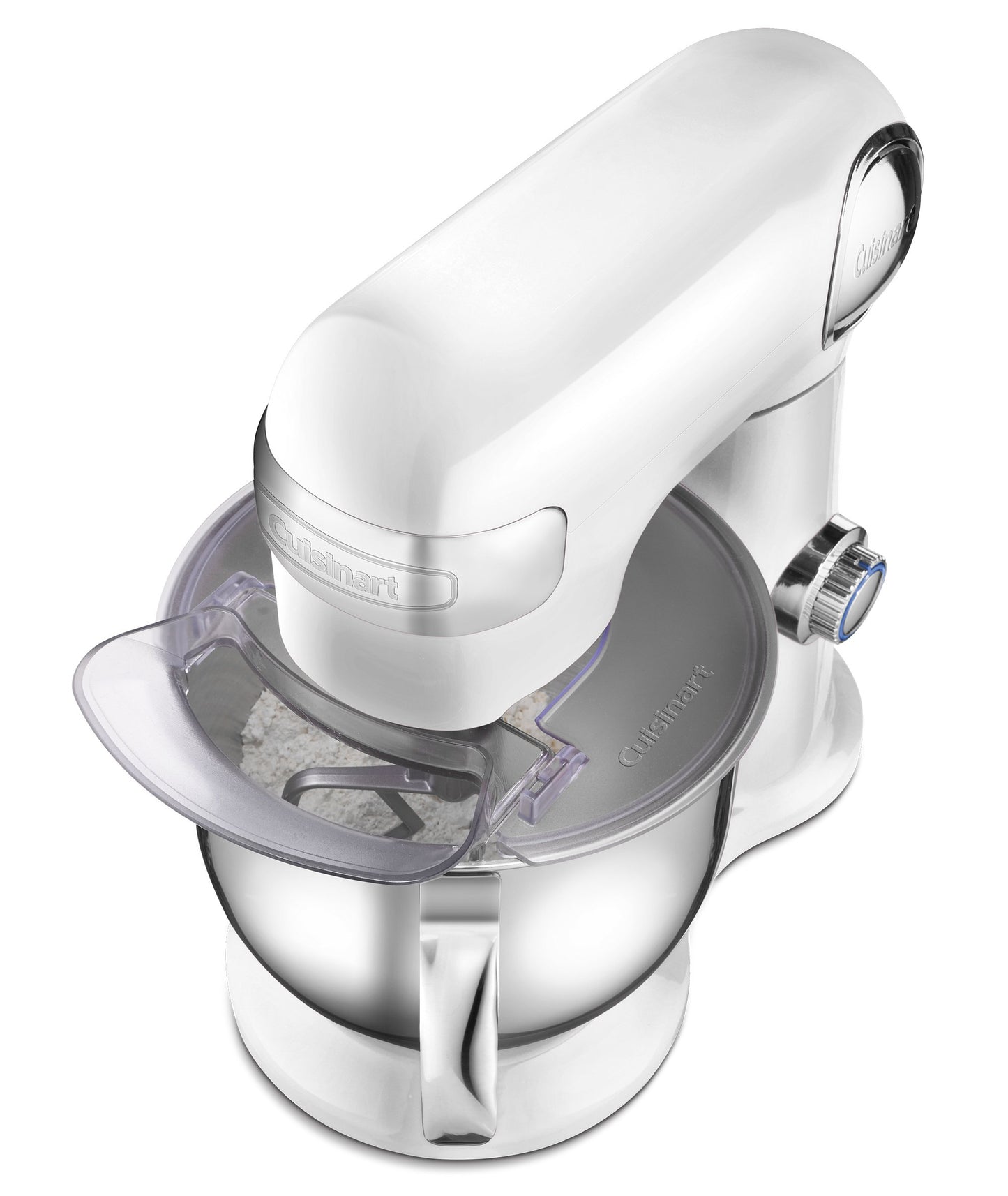 Cuisinart Stand Mixer, 12 Speed, 5.5 Quart Stainless Steel Bowl, Chef’s Whisk, Mixing Paddle, Dough Hook, Splash Guard w/ Pour Spout, White Linen, SM-50NAS, Manual