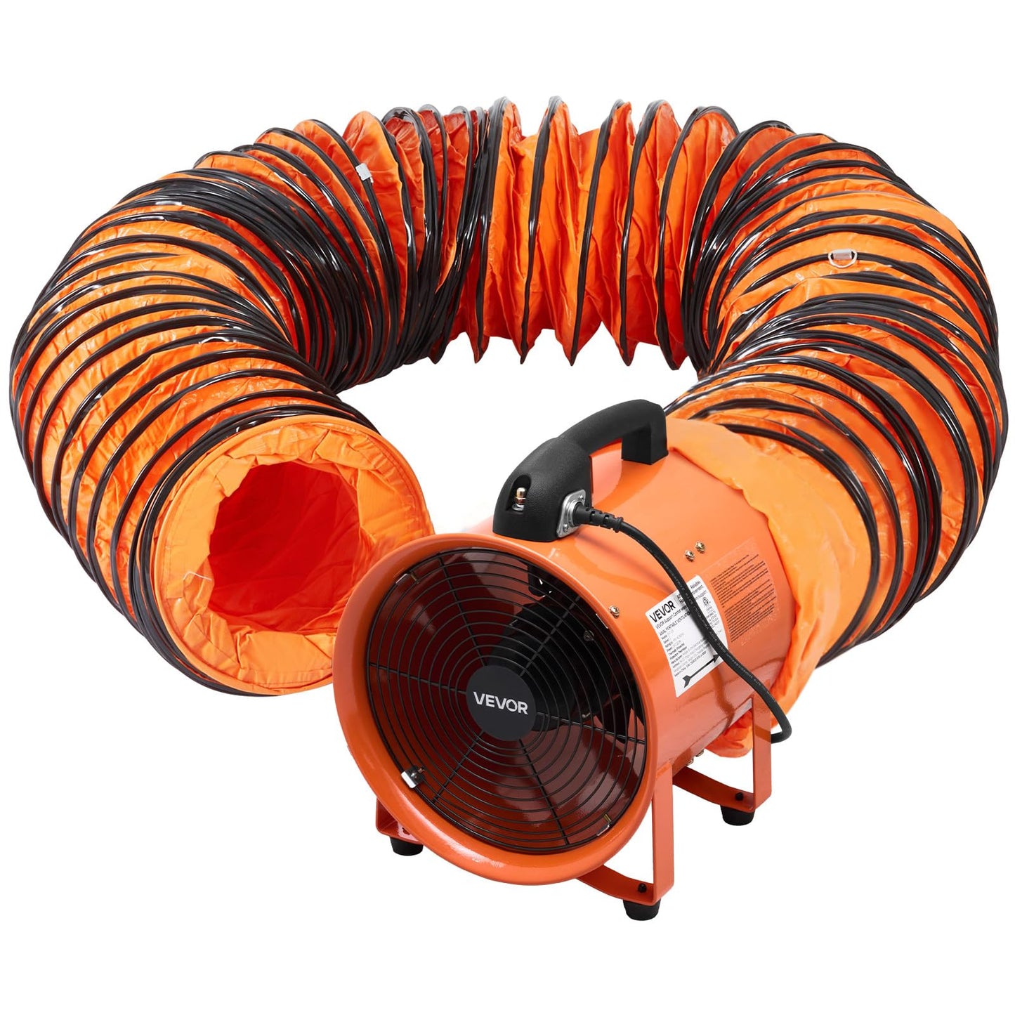 VEVOR Portable Ventilator with Hose, 2 Speed, 12 Inch Utility Blower Exhaust Fan with 16.4ft Flexible Duct, 367W 2894CFM High Velocity Industrial Air Mover for Extraction and Ventilation