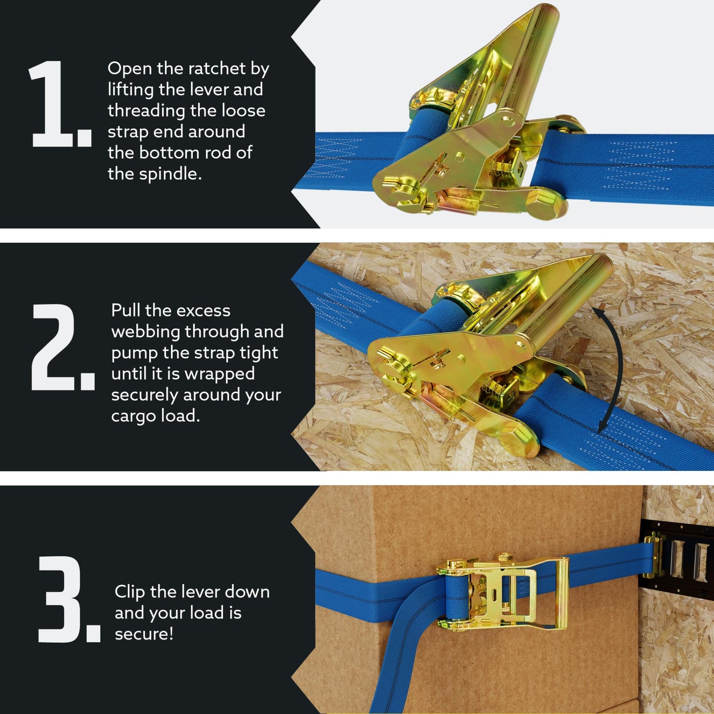 E Track Ratchet Straps Cargo Tie-Downs, (Pack of 20) 2 x 20 Heavy Duty Blue Tie-Down Rachet Straps, Strong Ratchet Strap, E Track Spring Fittings, Tie Down Motorcycle