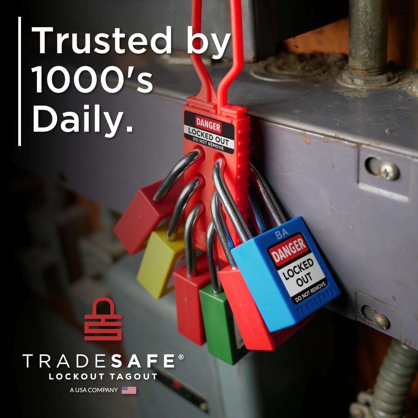 TRADESAFE Lockout Tagout Lock Sets, 10 Blue Keyed Alike Unlimited Grouping Safety Padlocks, 2 Keys Per Lock, OSHA Compliant Loto Locks, for Lock Out Tag Out Kits
