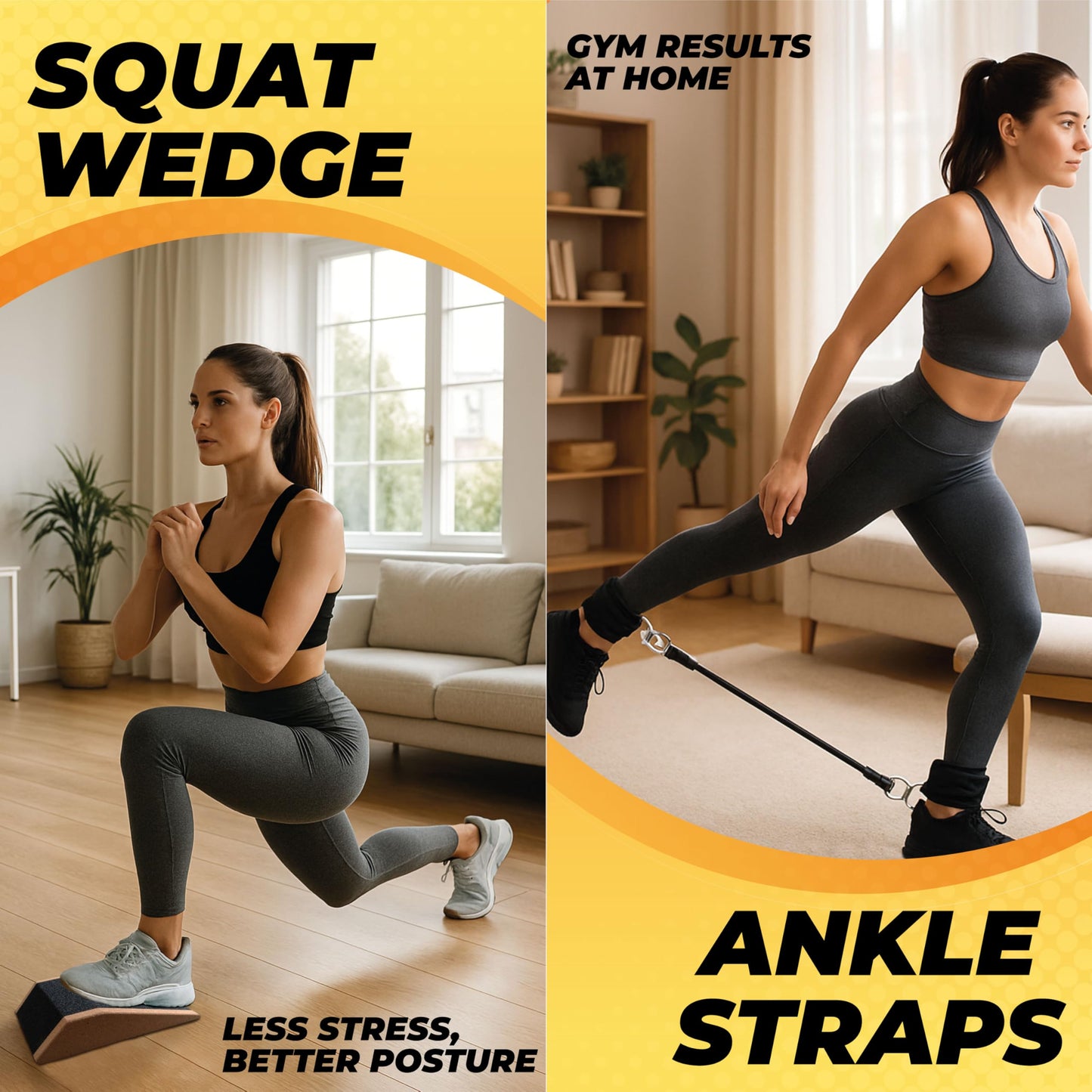 Slant Board for Calf Stretching & Squat Wedge + Ankle Resistance Bands – Glute & Leg Workout Equipment for Women – Booty Trainer Kit with Blocks, Bands & Towels – At Home Gym Set
