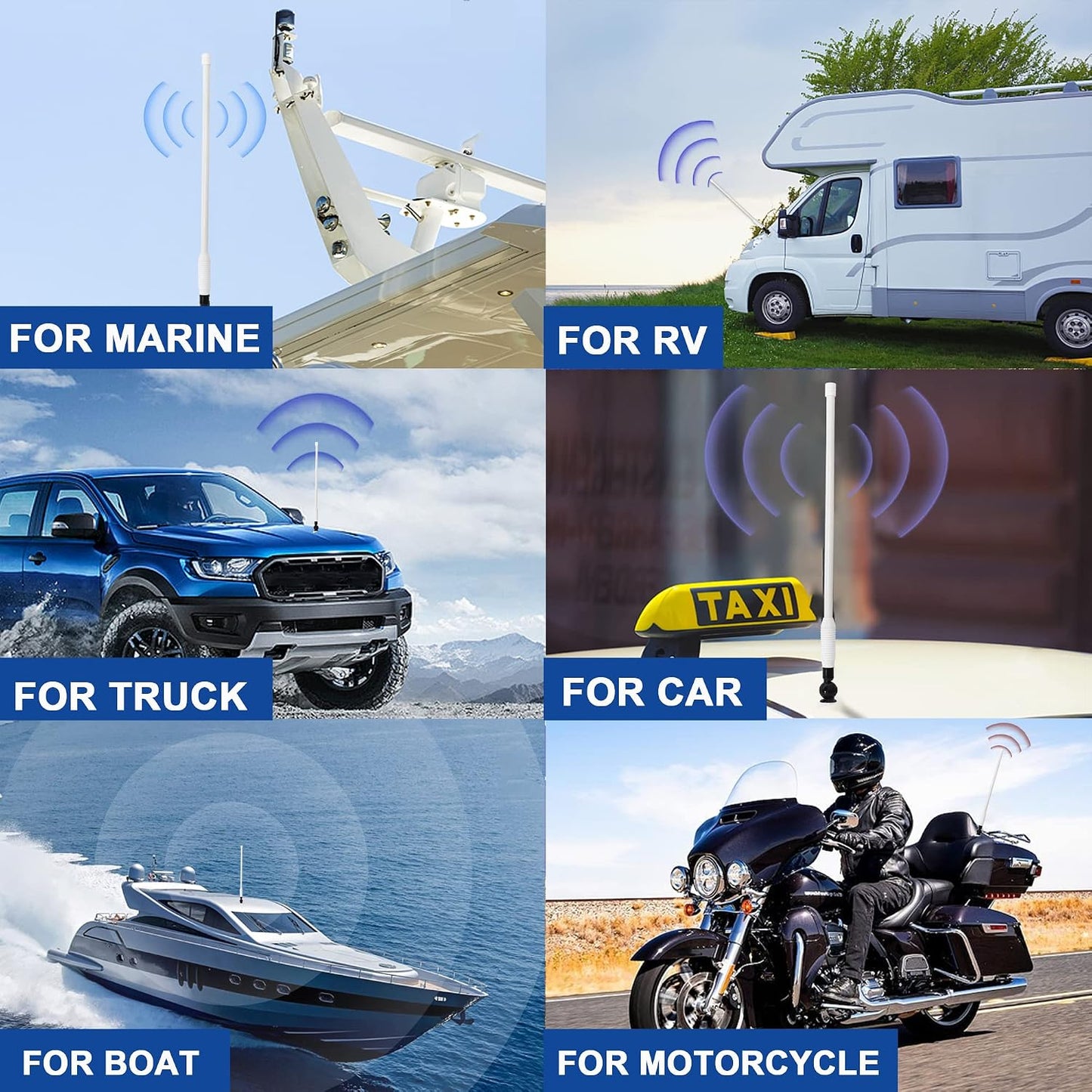 Anina 16 Inch Marine Trailer RV Radio Antenna Rubber Flexible Aerial Mast for Car Truck Boat ATV UTV Caravan Motorhome