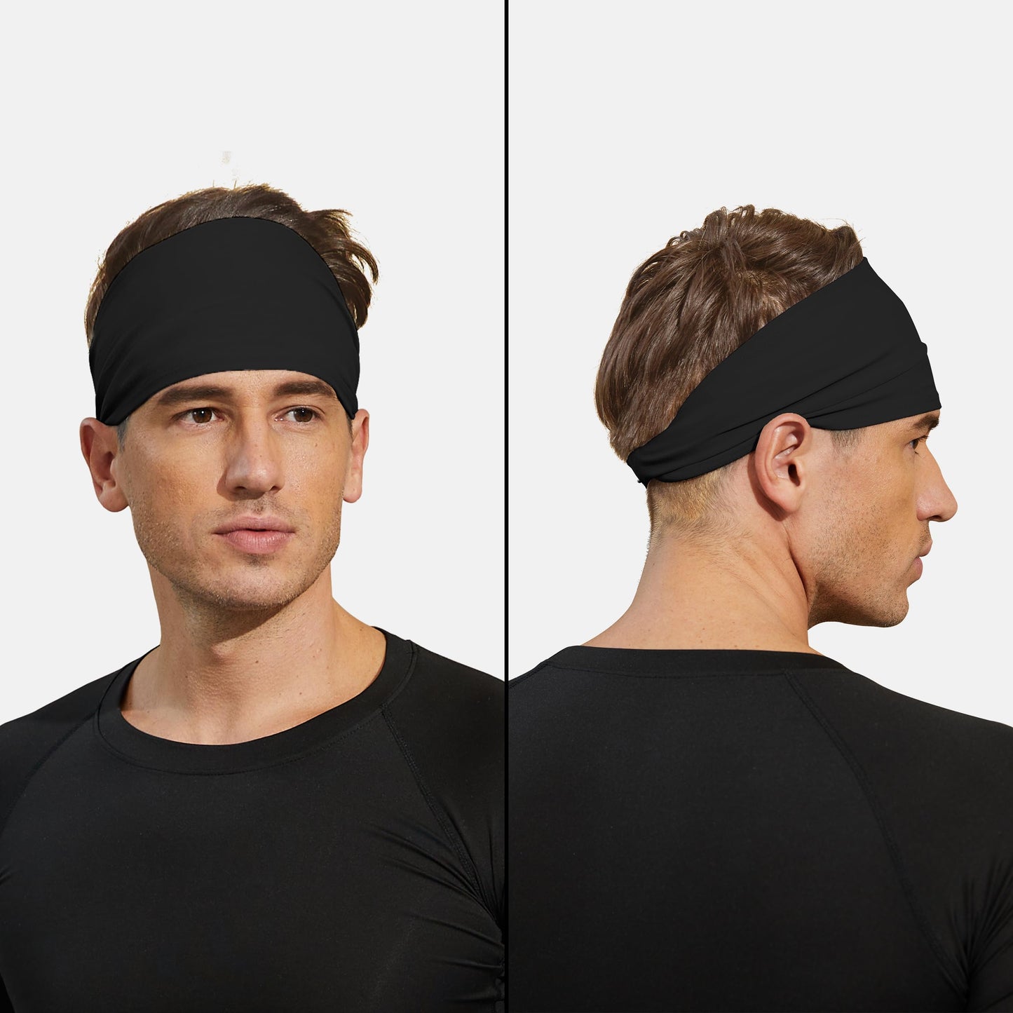 VIMPEP Sports Headbands for Men Sweatband Workout Headband for Running,Basketball,Tennis,Yoga Fitness Stretchy Quick-Dry Hairband for Unisex Black,Dark Grey, Green, Sky Blue, Brown, Gray