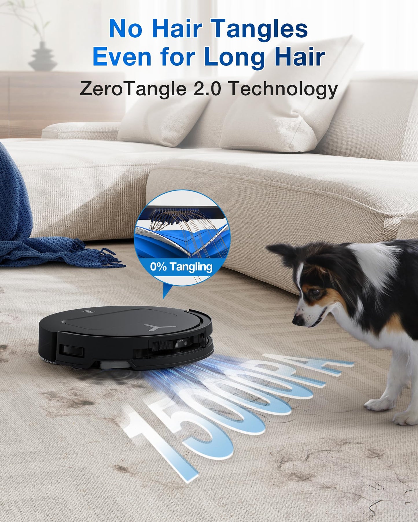 ECOVACS DEEBOT T50 Omni Robot Vacuum & Mop, 15,000Pa Suction, 3.19" Ultra-Slim, ZeroTangle 2.0, TruEdge Cleaning, AIVI 3D Navigation, Self-Emptying & Auto Mop Wash/Dry