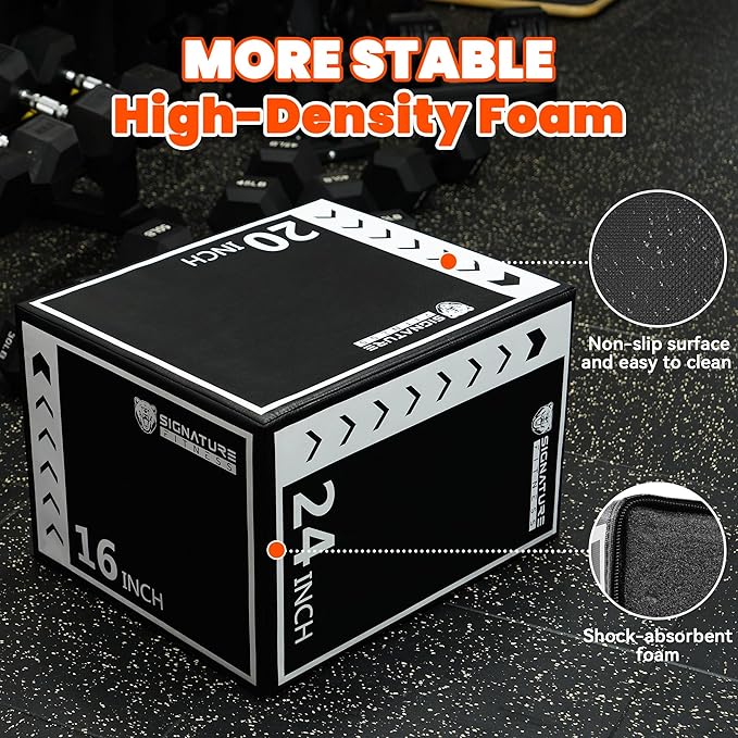 Plyo Box, 3-in-1 Foam Plyometric Jump Box, Box Jump for for Home Gym Training Fitness Workout Exercise, Multiple Colors