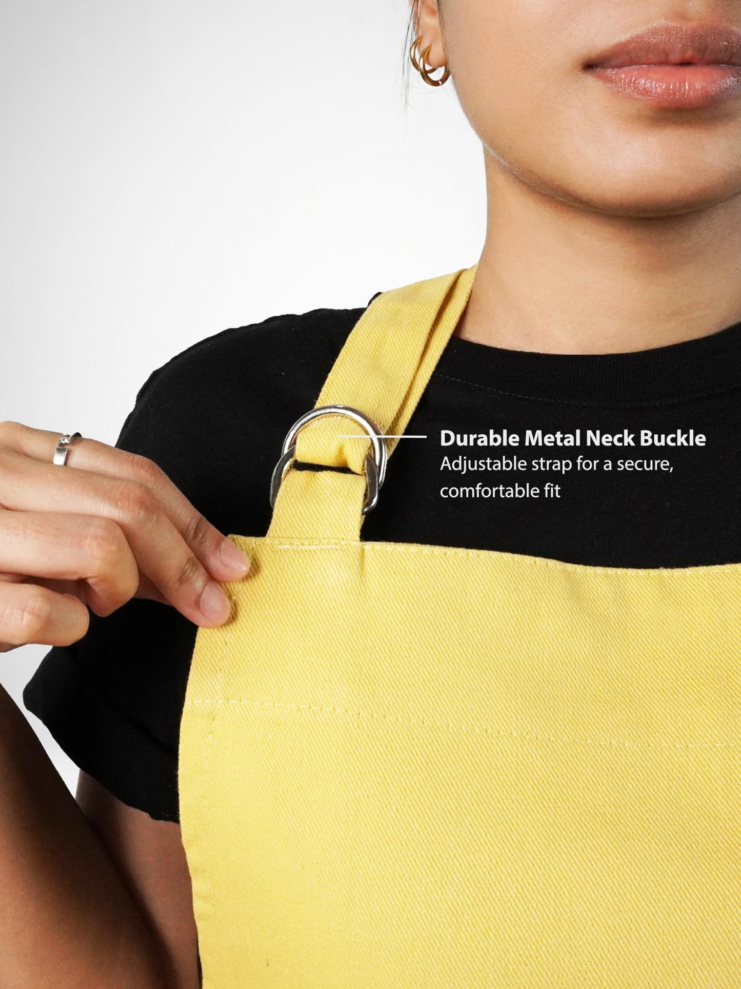 RUSTIQUE LINENS Lemon Yellow 100% Cotton Kitchen Apron with 2 Pockets for Men and Women – Adjustable Chef Apron for Cooking Baking BBQ Restaurant Use – Machine Washable Durable Unisex Bib Apron