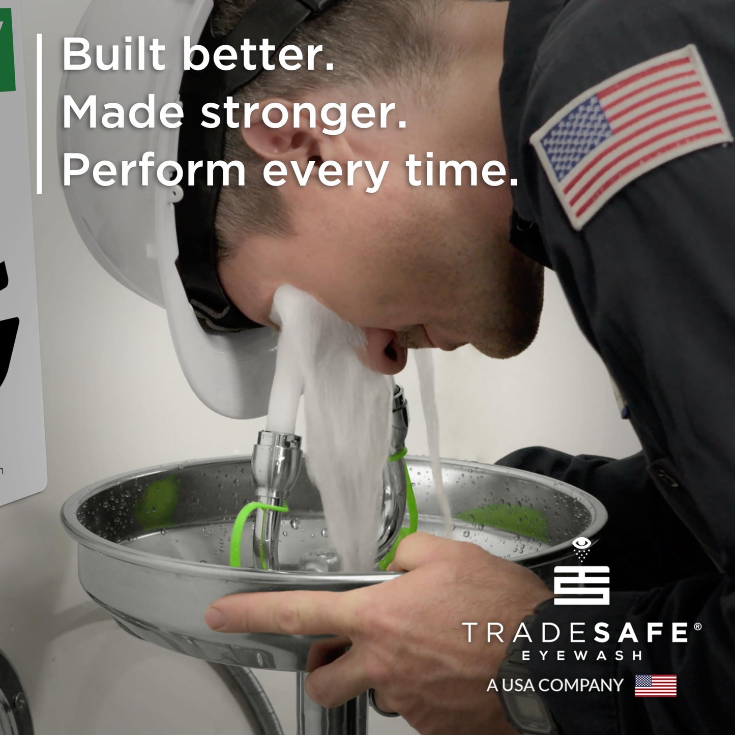 TRADESAFE Eye Wash Station OSHA Approved - Wall Mounted Emergency Eye Wash Station, Stainless Steel Eyewash Station, Aluminum Eye Wash Station Sign Included