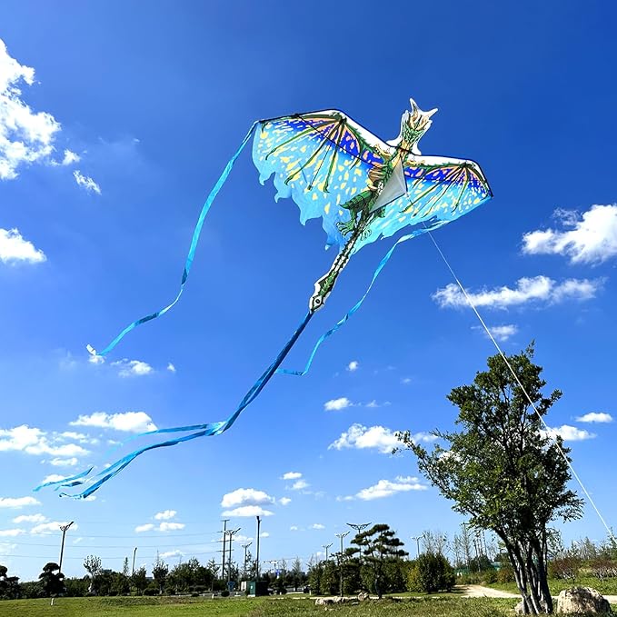 Mint's Colorful Life Dragon Kite for Kids & Adults, Easy to Fly Best Beach Kites for Beginners, 300ft Kite String Included