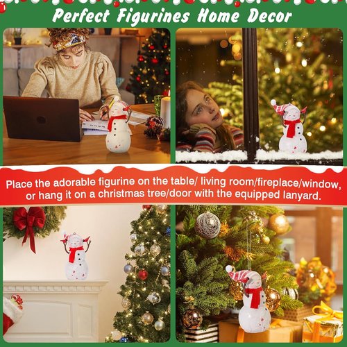 EZVYAO Snowman Figurines - Charming Christmas Decorations | 4.7" Resin Standing & Hanging Ornaments for Home, Office, and Gifts