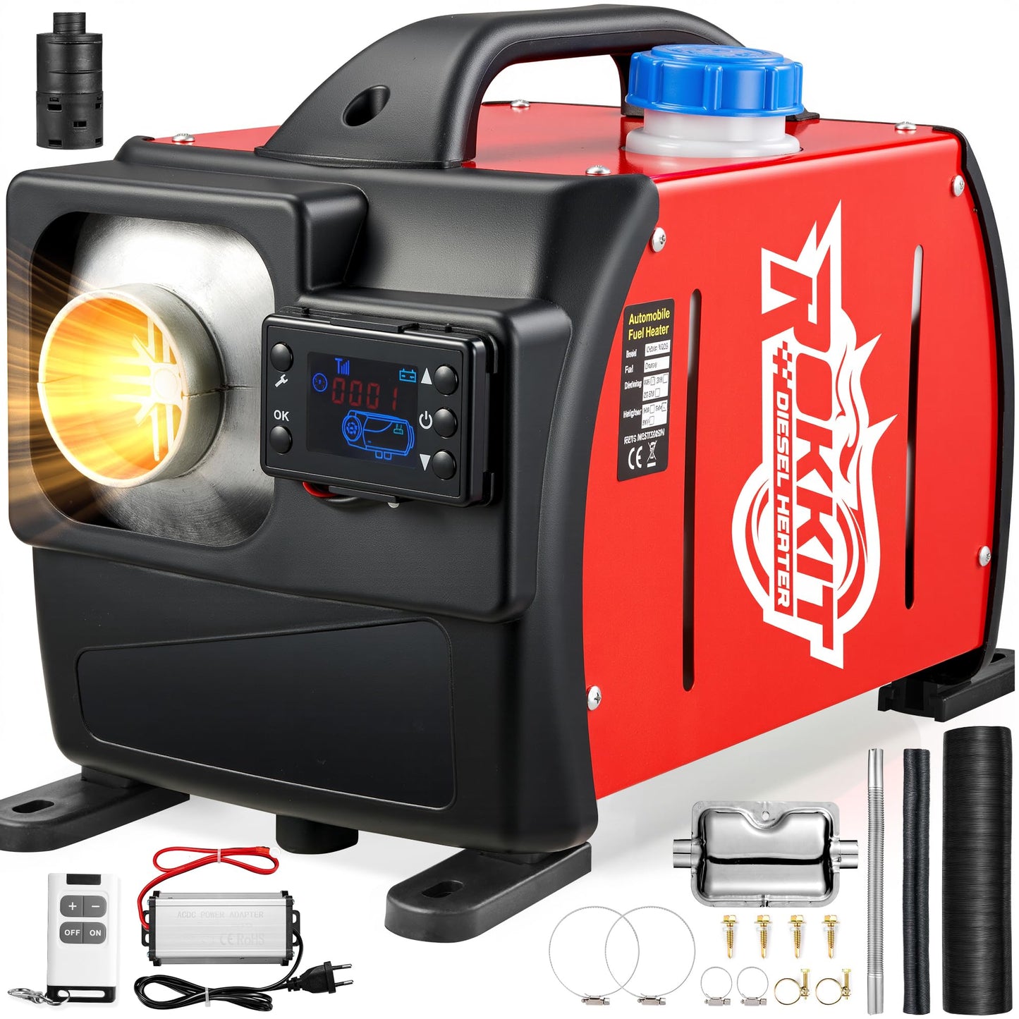 [2025 Version]Diesel Heater 8KW, 110V/12V All-in-One Portable Diesel Air Parking Heater with LCD Thermostat Monitor & Remote Control for Trucks, Car Trailer, Boat and Motor-home