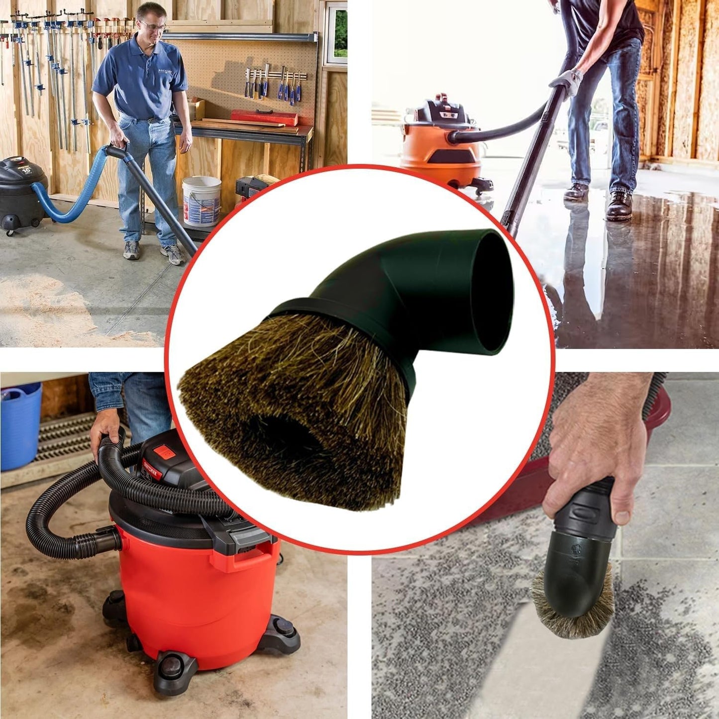 Round Dusting Brush Tool Attachment for Shop Vacs 2 1/2 Inch Wet/Dry Vacuum Hose: Perfect for Cleaning Furniture, Blinds, Car Interiors- 2.5'' Replacement Shop Vacuum Accessories