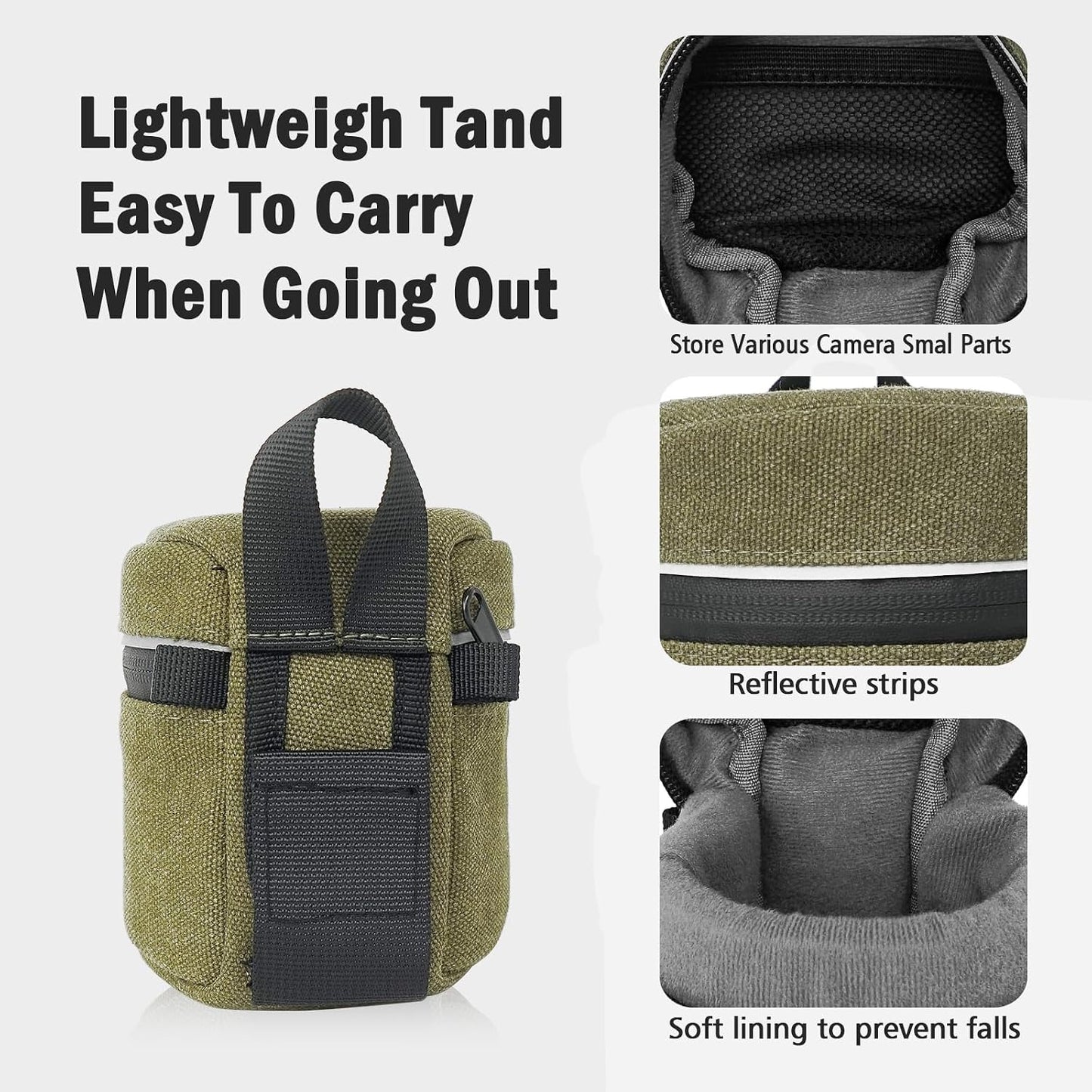 (3.15" 3.15"(Canvas, Camera Lens Case Lens Bag Compatible x Green))