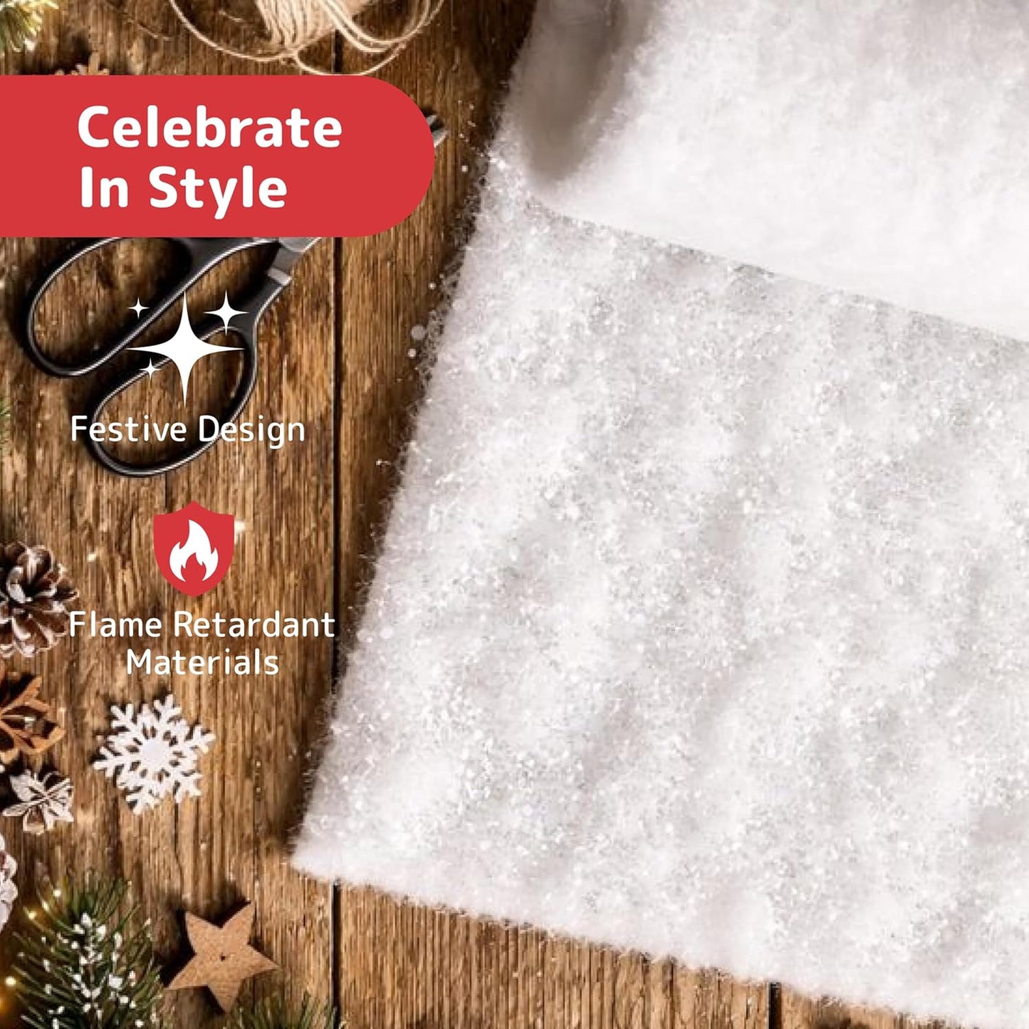 Pretex Artificial Snow Roll - Large Fluff for Christmas Village Displays | 94"x31" Thick White Blanket for Holiday Décor