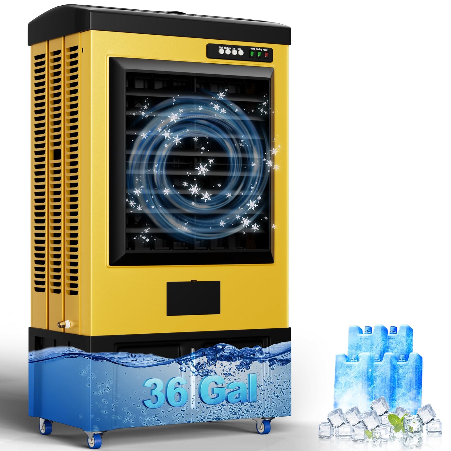 MEPTY 8979CFM Portable Swamp Cooler, Evaporative Air Cooler with 36 Gal Water Tank, Continuous Auto Fill, 3 Speeds, 120°Oscillation, Industrial Outdoor Swamp Coolers for Patios, Garage