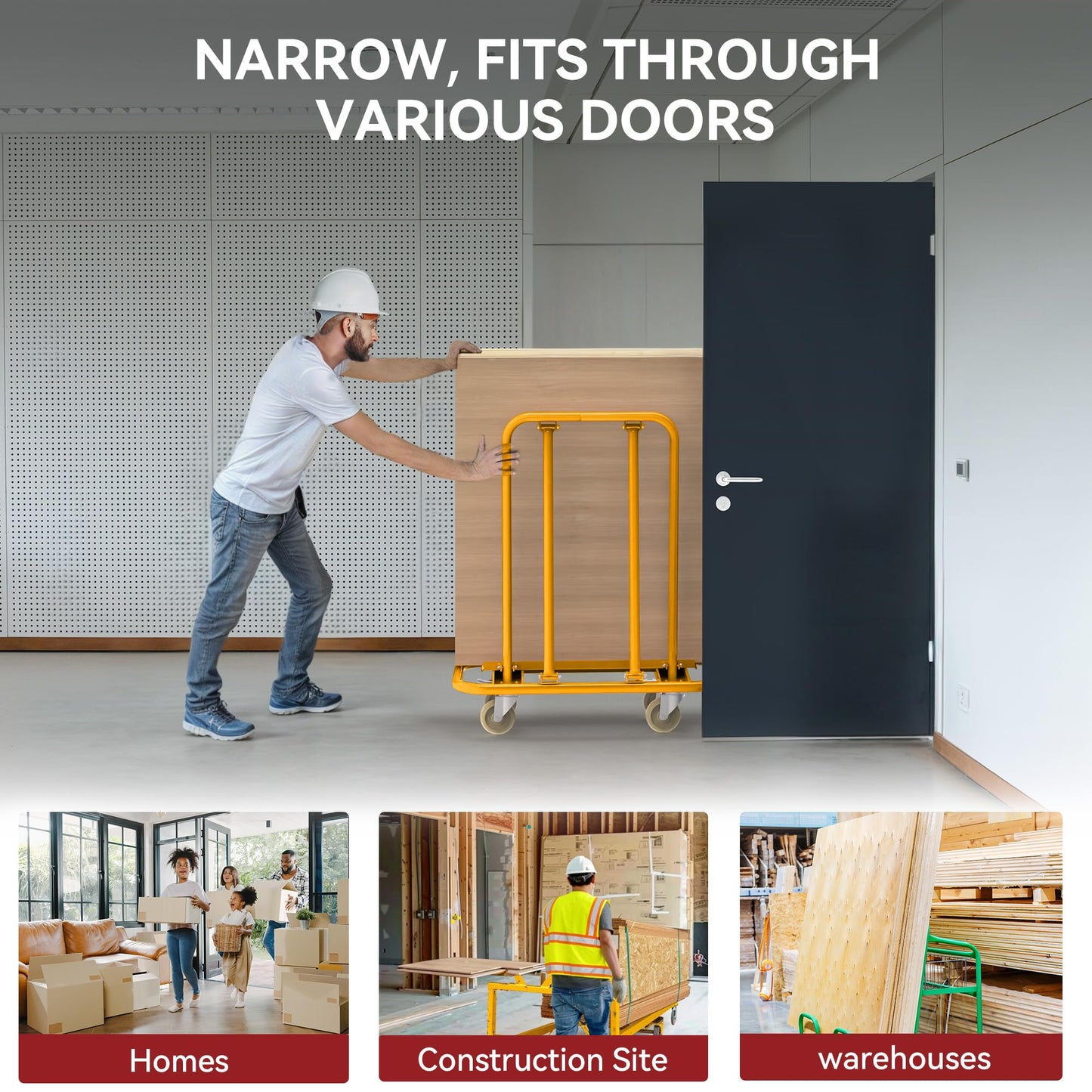 YITAMOTOR 3000lbs Heavy Duty Panel Dolly, Alloy Steel Drywall Sheet Cart 45.3" L×22.4" W×46" H w/ 5" Swivel Wheels for Wall Panel, Sheetrock, Wood Panel, Drywall Cart for Garage, Home, Warehouse