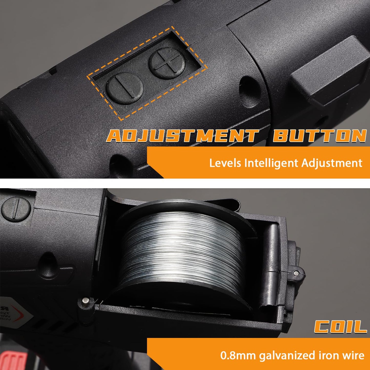 Proshine Rebar Tie Gun 0.3-1.3in/8-34mm Automatic Rebar Tying Tool 12.8V Rechargeable 4400mAh Battery Wire Coil 0.8S a Knot