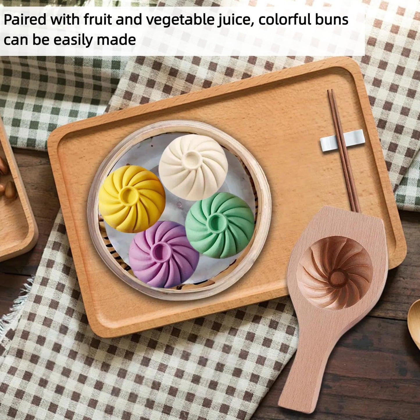 Bnrkmeb Wooden Bao Bun Maker,Baozi Maker Machine,Wooden Steam Bun Mold,This Kitchen Appliances And Gadgets Is the Best Gift for Asian Food Enthusiasts And Dumpling Maker (Steamed Bun A)