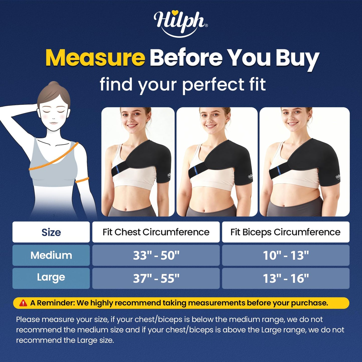 Hilph 3D Double-Layer Gel Shoulder Ice Pack Wrap for Rotator Cuff & Surgery Recovery - Reusable Cold Therapy Gel Pack with Adjustable Straps, Easy to Wear, Flexible Fit for Men & Women, Medium