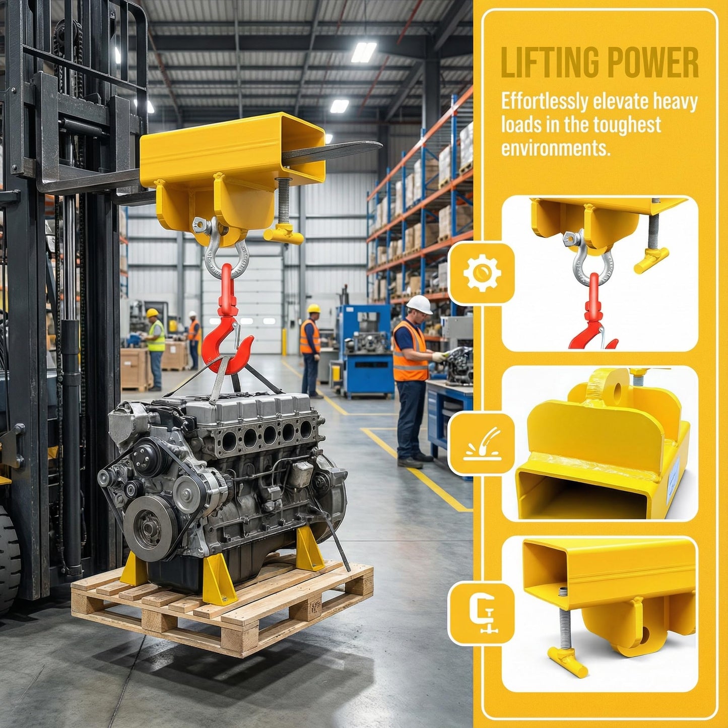 AUXHDK Forklift Lifting Hook Attachment, 5500lbs Capacity Hook Forklift Lifting Hoist, Heavy Duty Single Forklift Mobile Crane with Swivel Hook and Large T-Screws, Fork Lifting Hook Device Accessories