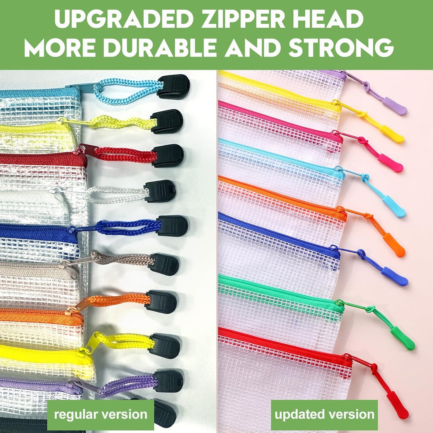 Skiennix 24-Piece Mesh Zipper Pouch Set - Large A3 17x12 Inch Reusable Storage Bags for Organizing Games & Files
