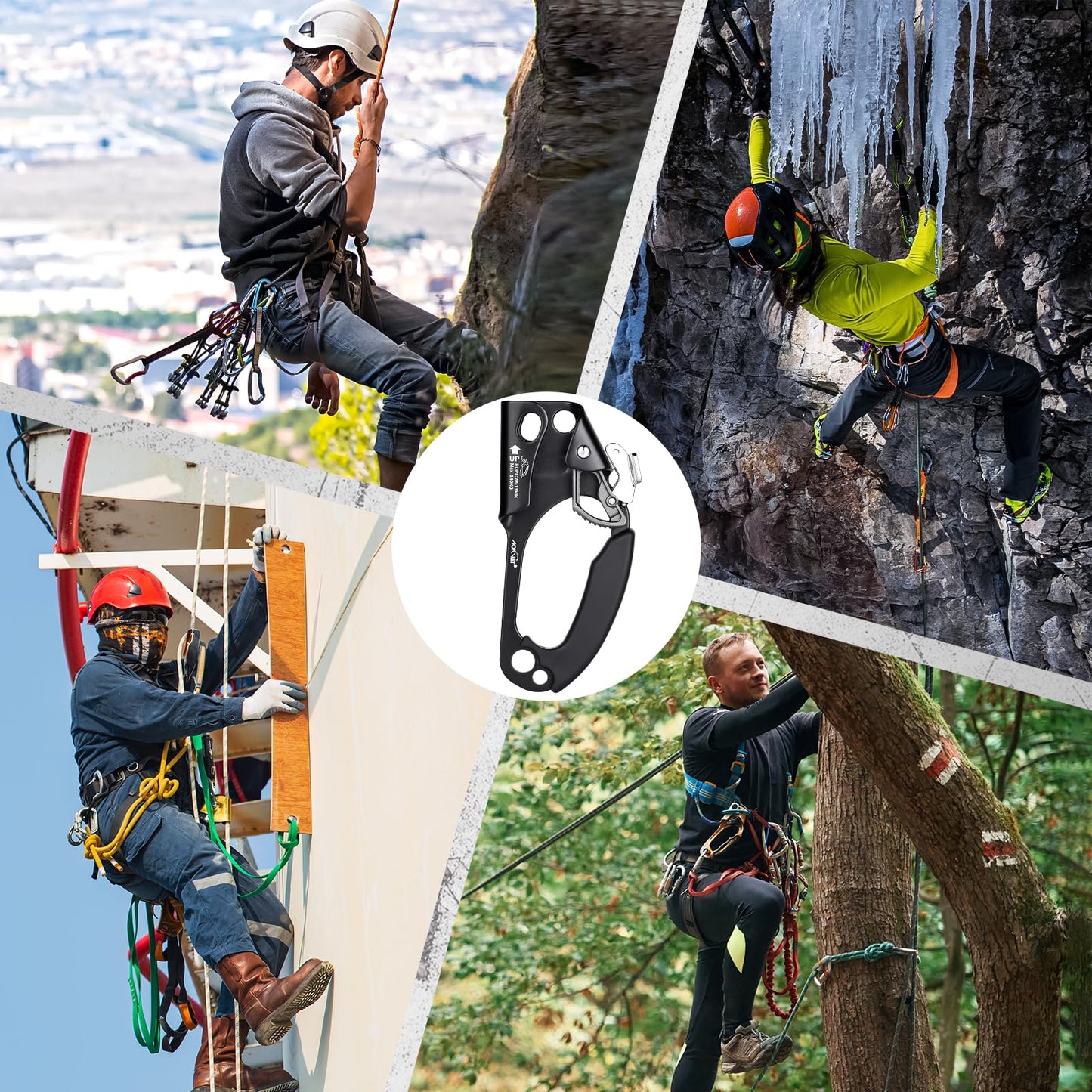Erosados Hand Ascender for Outdoor Rock Climbing Ascender Strong Rappelling Gear for 8-13mm Rope Climbing Equipment for Tree Climbing Mountaineering Caving Adventures (Right Hand)