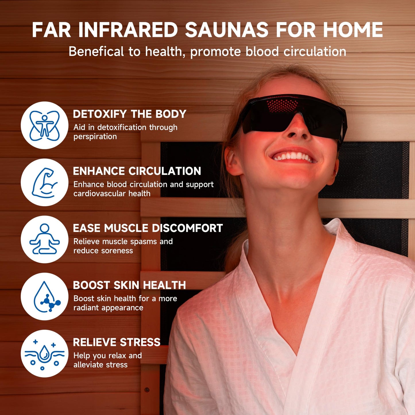 RESTISLAND Full Spectrum Infrared Sauna, 1 Person Home Infrared Sauna with Red Light Therapy, Indoor Canadian Hemlock Wood Dry Saunas Room,1178w/120v, Foot Warmer, 7 Heating Panels, Bluetooth Speakers