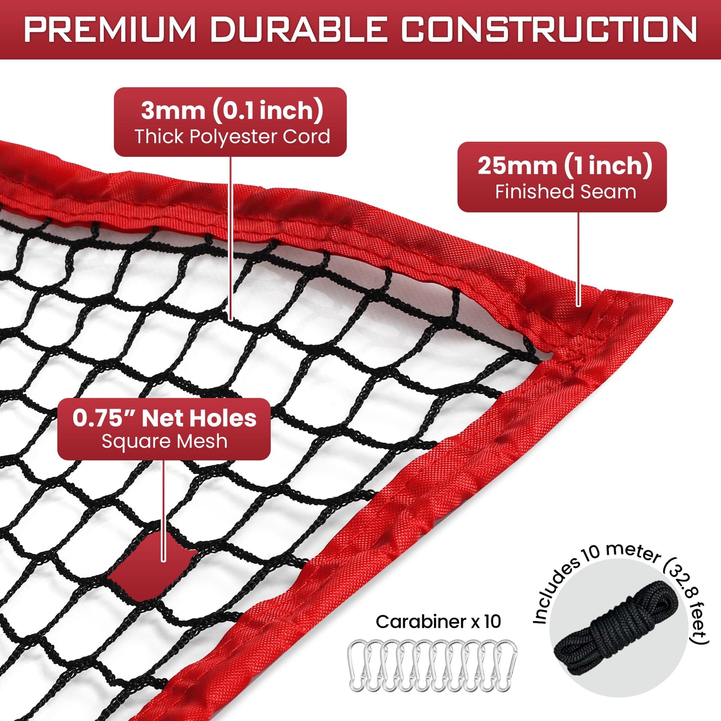 FRANKTECH Golf Netting, 10ft, 15ft, 20ft Sports Netting - Heavy Duty High Impact Multi-Sport Practice Net for Golf, Baseball, Soccer, Hockey, Lacrosse, Backyard Driving & Training Barrier
